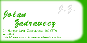 jolan zadravecz business card